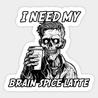 Pumpkin spice latte zombie comic Sticker